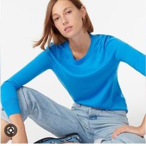 J. Crew Margot Crewneck Merino Wool Sweater in Blue
